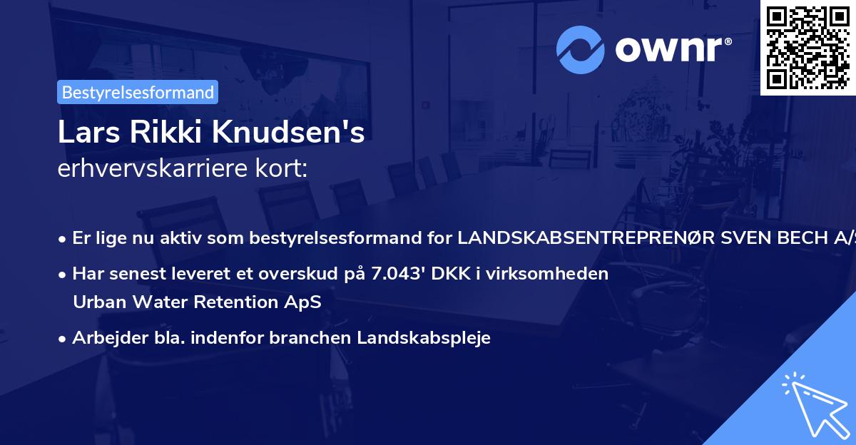 Lars Rikki Knudsen's erhvervskarriere kort