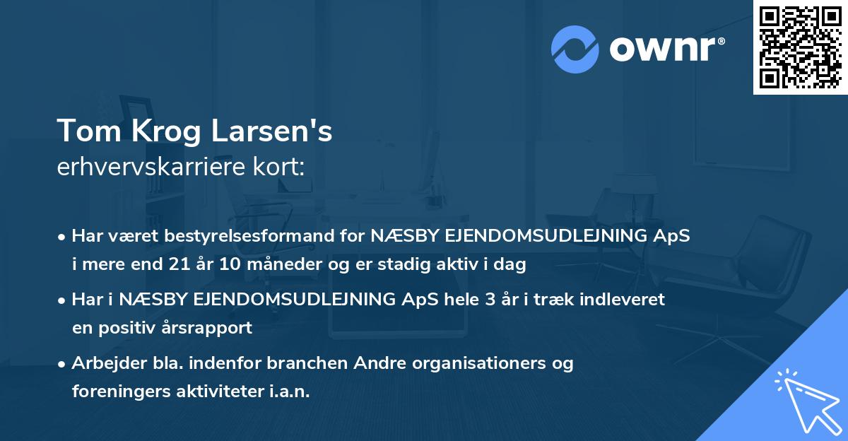 Tom Krog Larsen's erhvervskarriere kort
