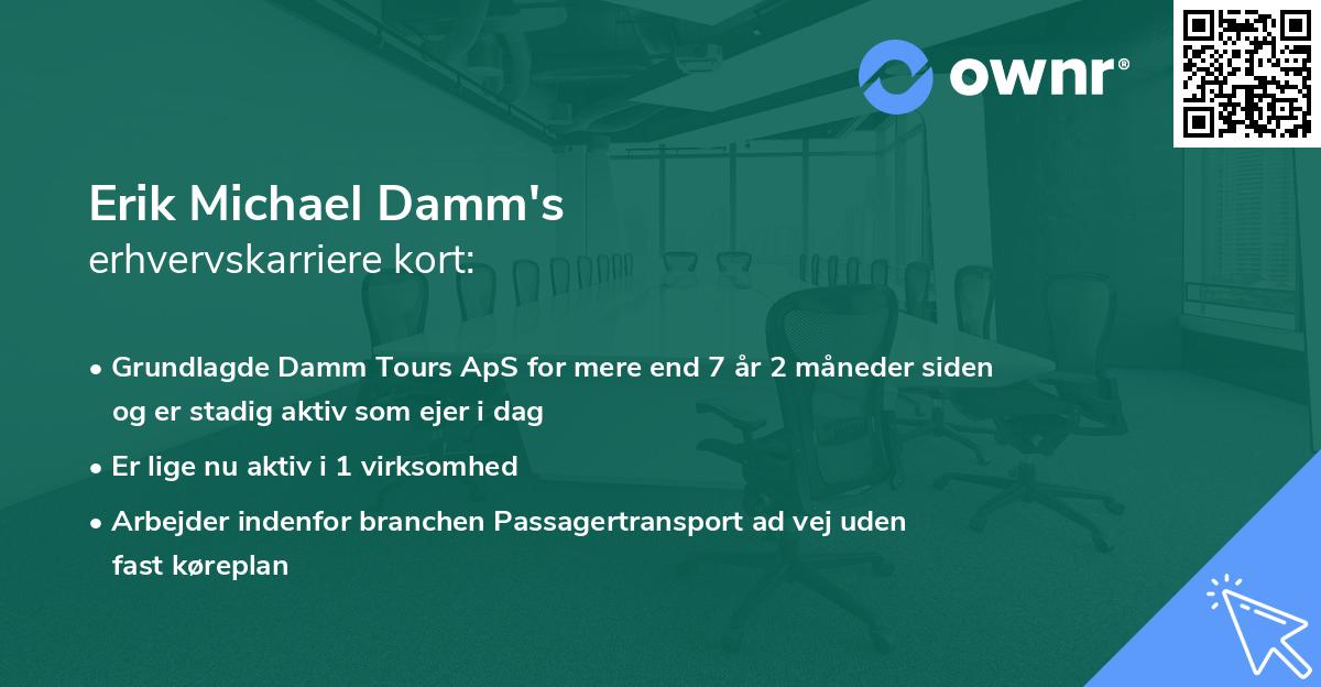 Erik Michael Damm's erhvervskarriere kort