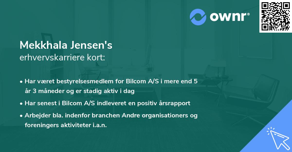 Mekkhala Jensen's erhvervskarriere kort
