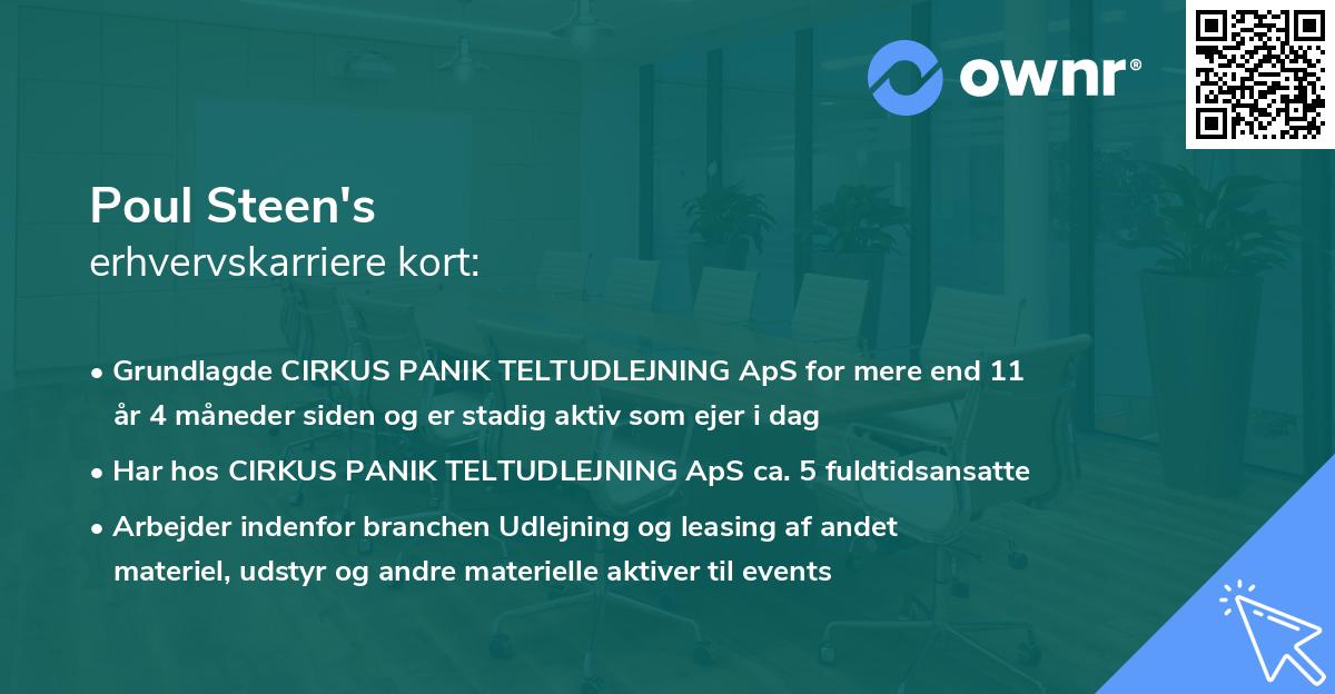Poul Steen's erhvervskarriere kort