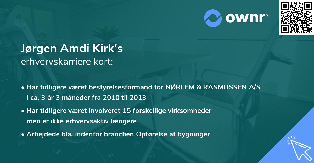 Jørgen Amdi Kirk's erhvervskarriere kort
