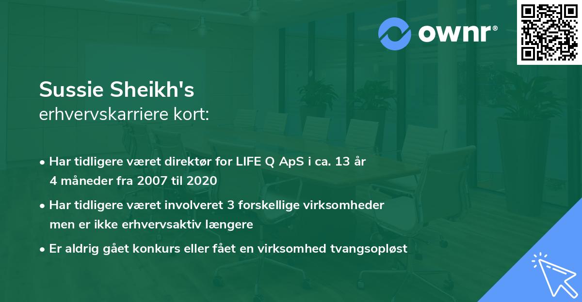 Sussie Sheikh's erhvervskarriere kort