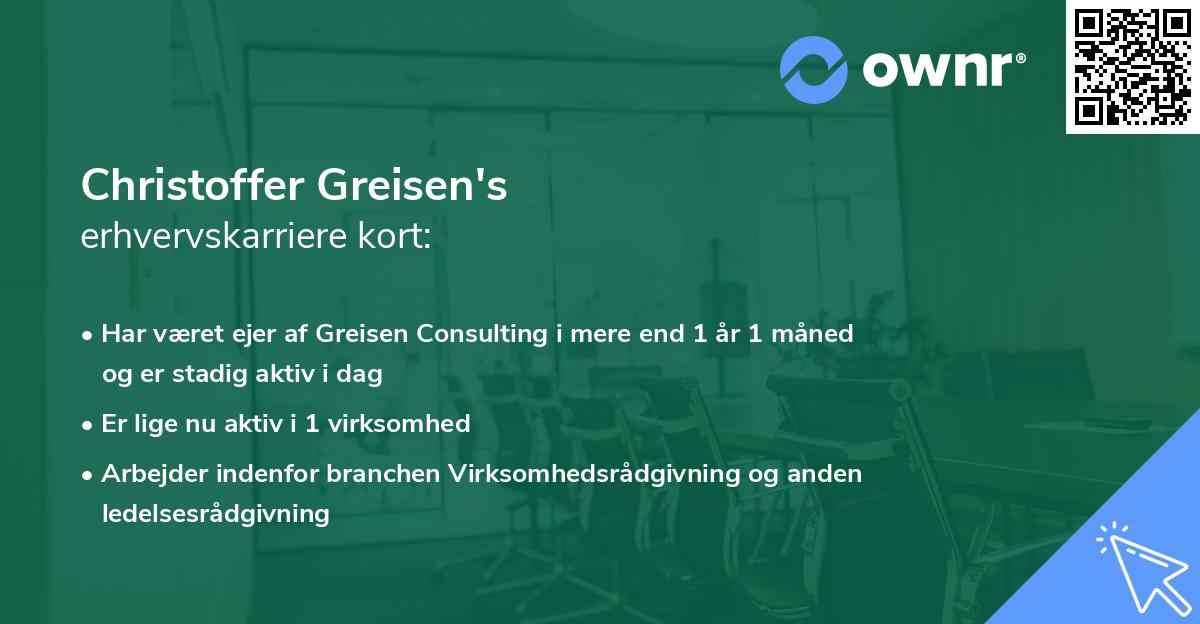 Christoffer Greisen's erhvervskarriere kort