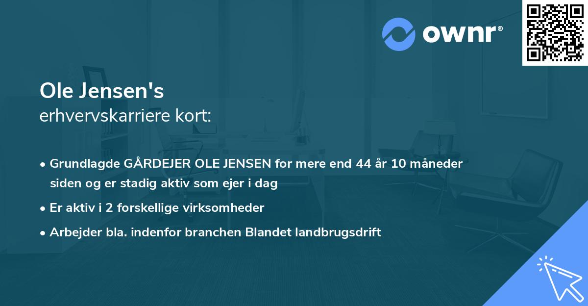 Ole Jensen's erhvervskarriere kort