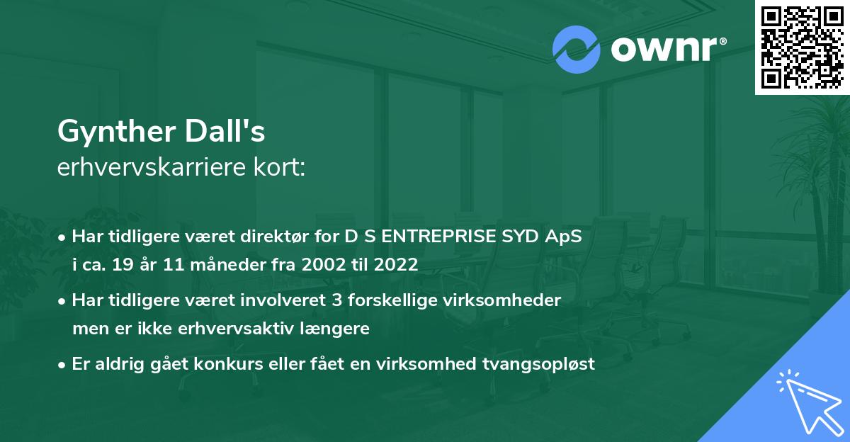 Gynther Dall's erhvervskarriere kort