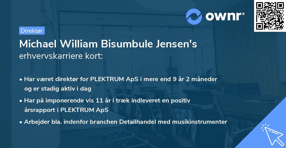 Michael William Bisumbule Jensen's erhvervskarriere kort