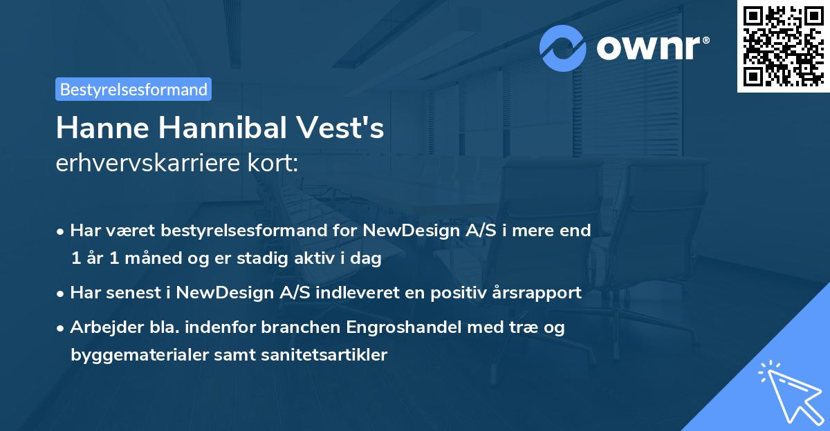 Hanne Hannibal Vest's erhvervskarriere kort