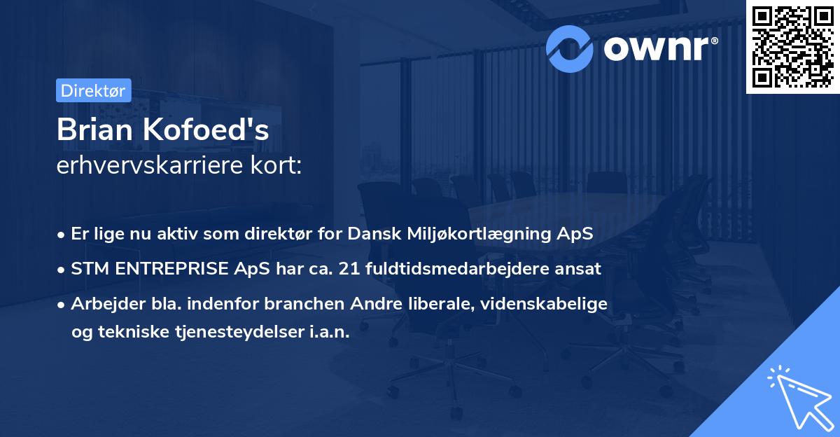 Brian Kofoed's erhvervskarriere kort