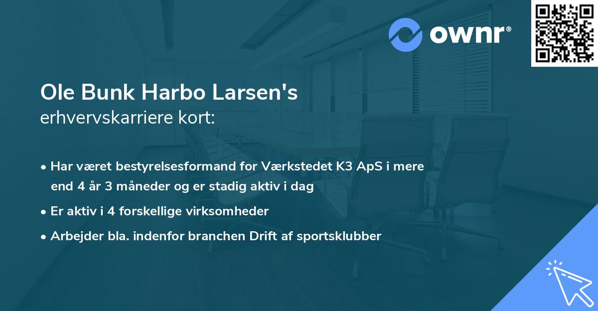 Ole Bunk Harbo Larsen's erhvervskarriere kort