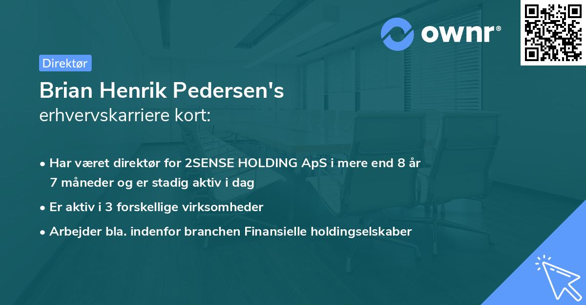 Brian Henrik Pedersen's erhvervskarriere kort