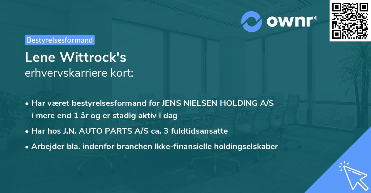 Lene Wittrock's erhvervskarriere kort