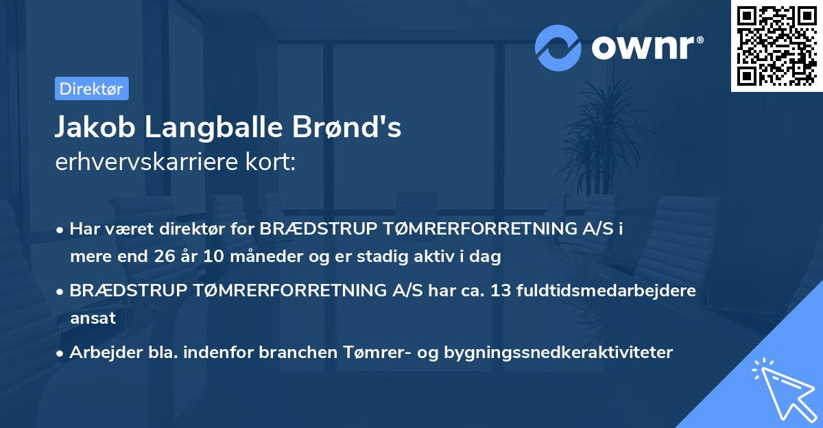 Jakob Langballe Brønd's erhvervskarriere kort