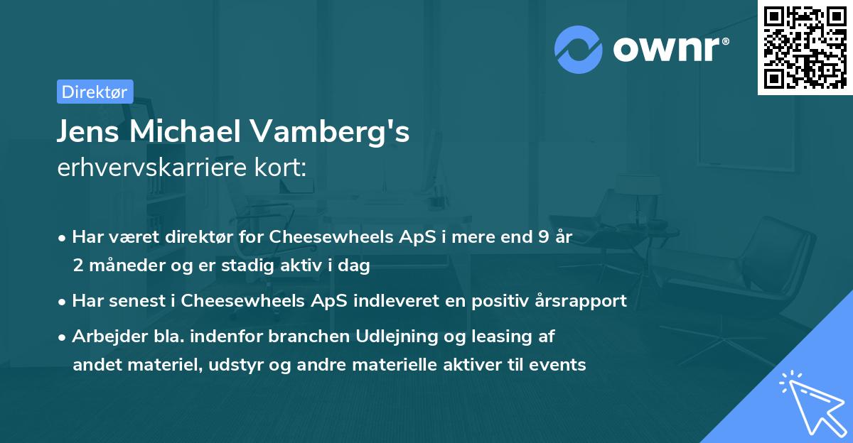 Jens Michael Vamberg's erhvervskarriere kort