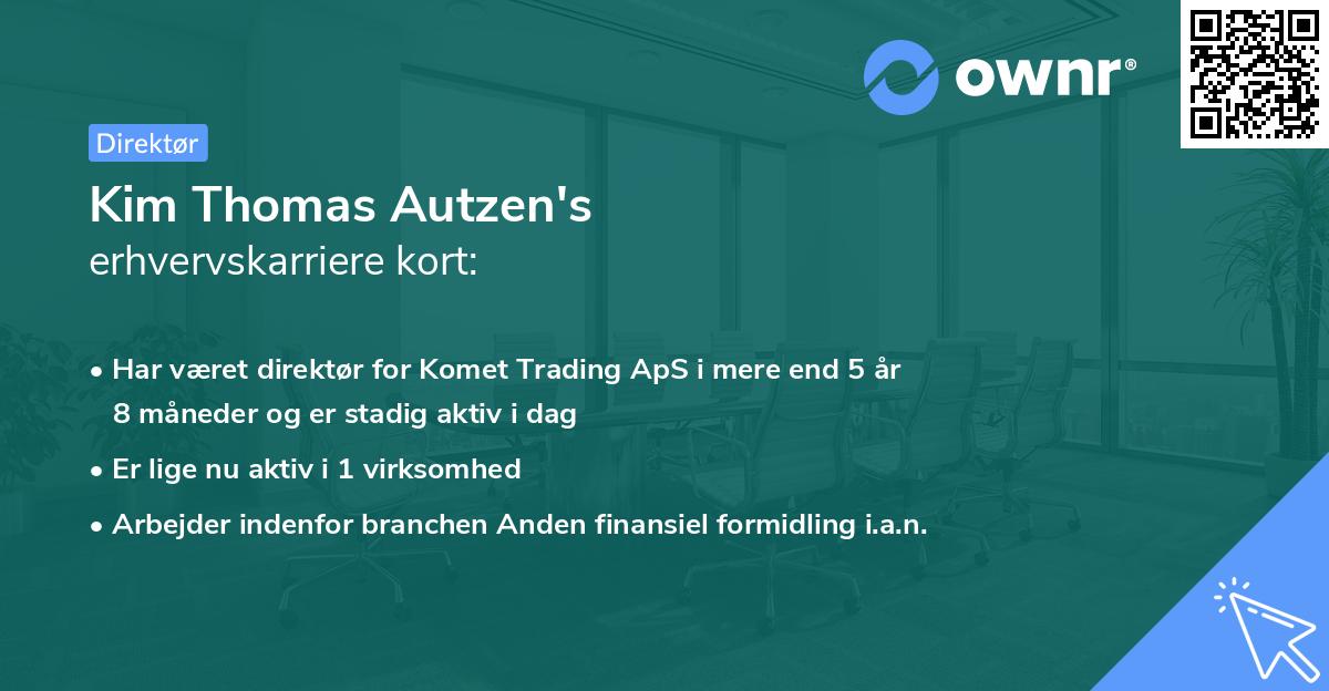 Kim Thomas Autzen's erhvervskarriere kort
