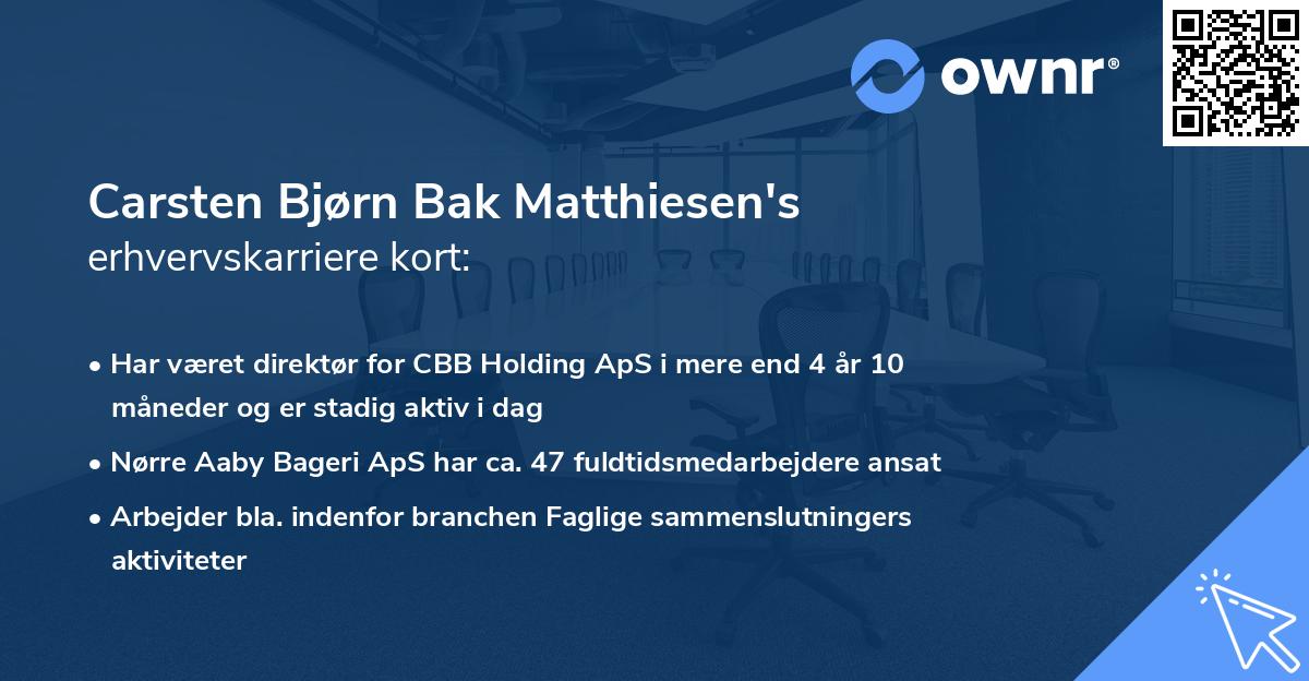 Carsten Bjørn Bak Matthiesen's erhvervskarriere kort