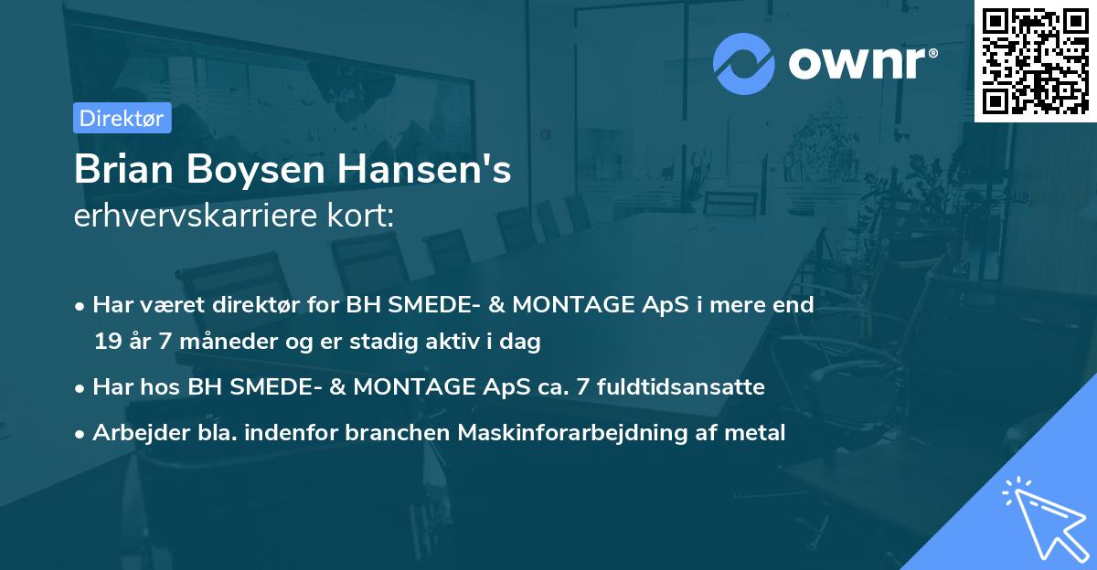 Brian Boysen Hansen's erhvervskarriere kort