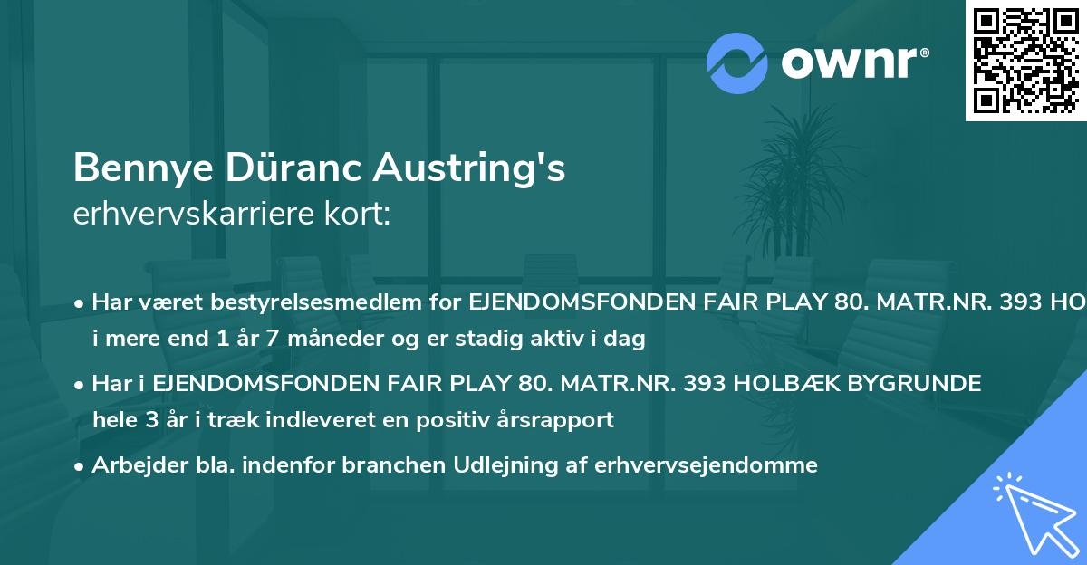 Bennye Düranc Austring's erhvervskarriere kort