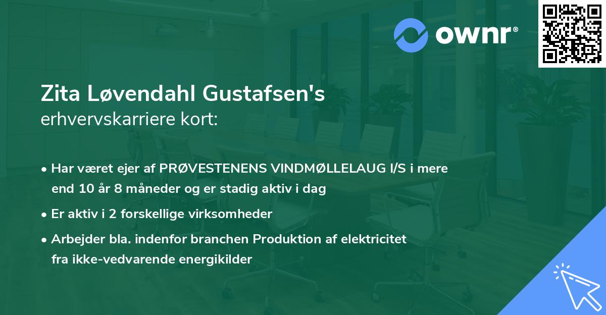 Zita Løvendahl Gustafsen's erhvervskarriere kort
