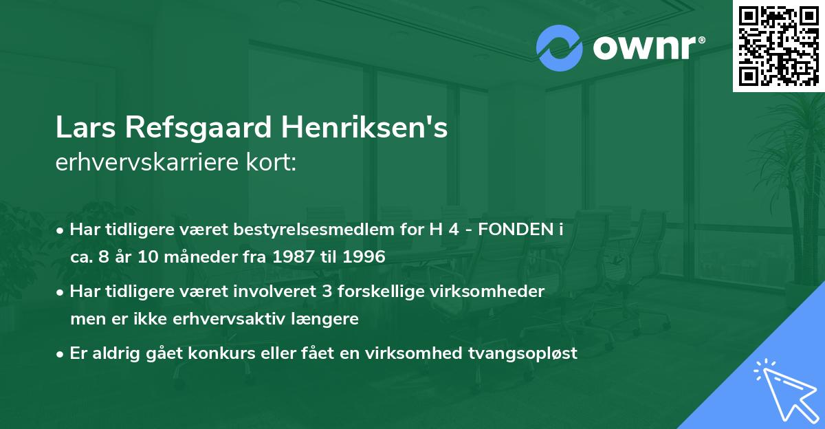 Lars Refsgaard Henriksen's erhvervskarriere kort