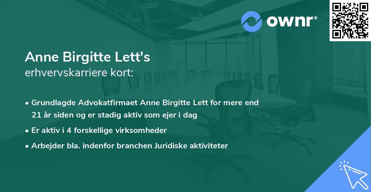 Anne Birgitte Lett's erhvervskarriere kort