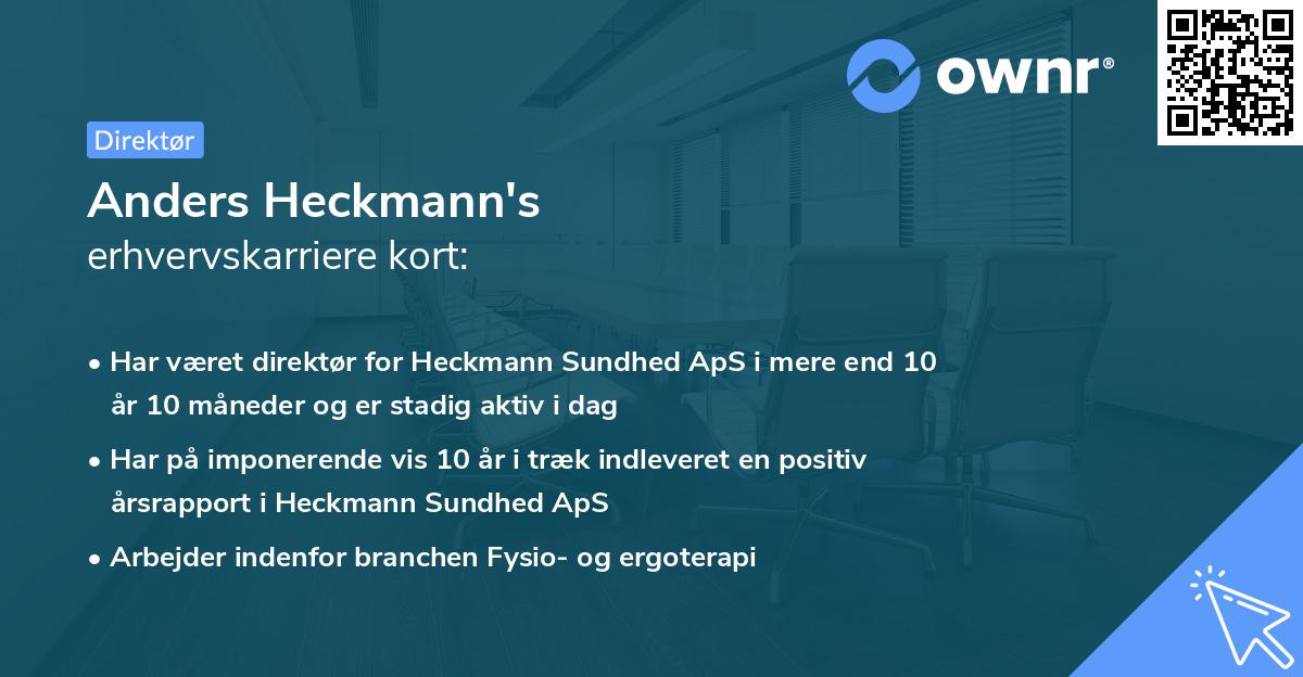 Anders Heckmann's erhvervskarriere kort