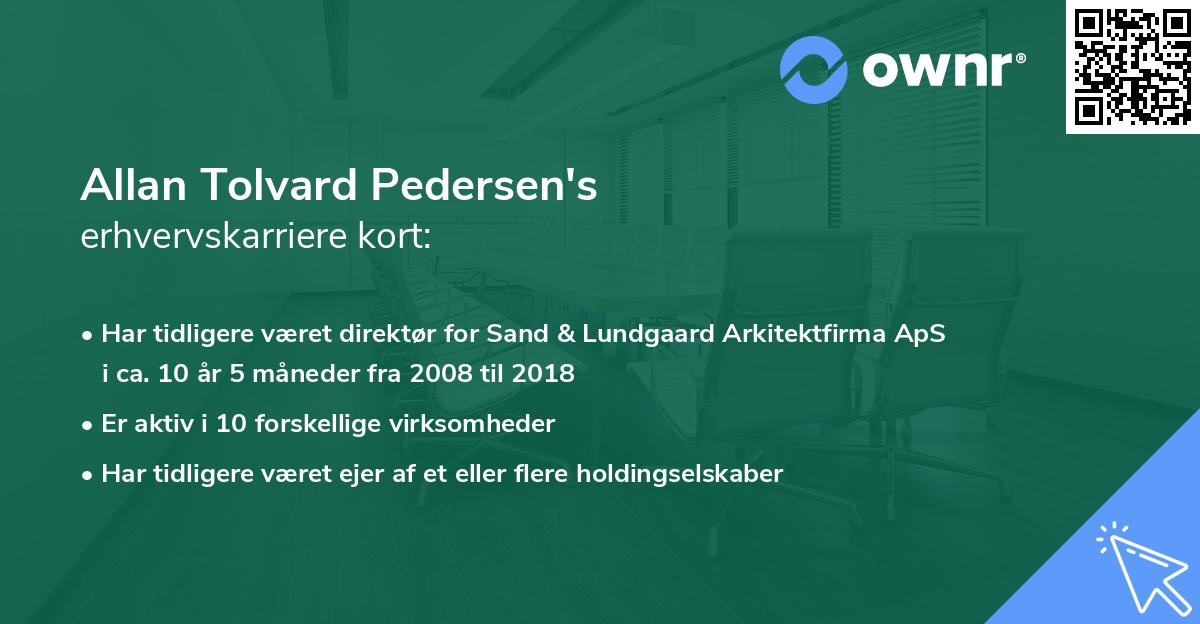 Allan Tolvard Pedersen's erhvervskarriere kort