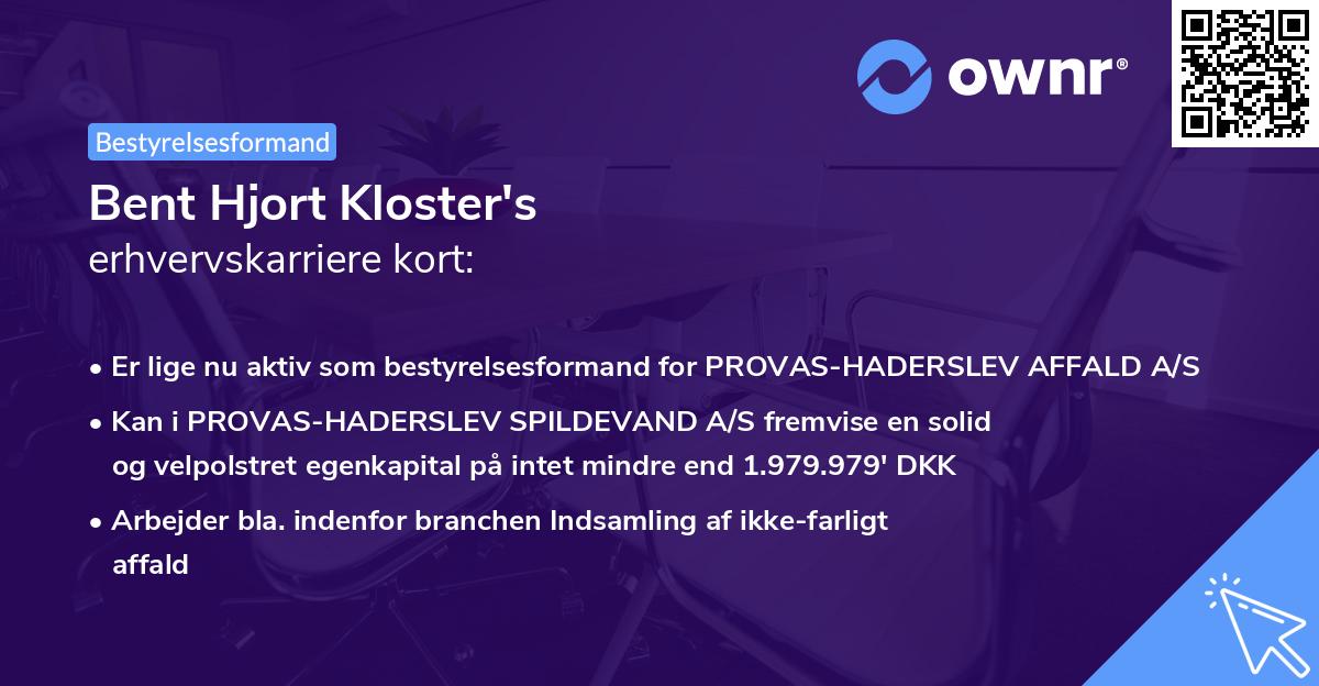 Bent Hjort Kloster's erhvervskarriere kort
