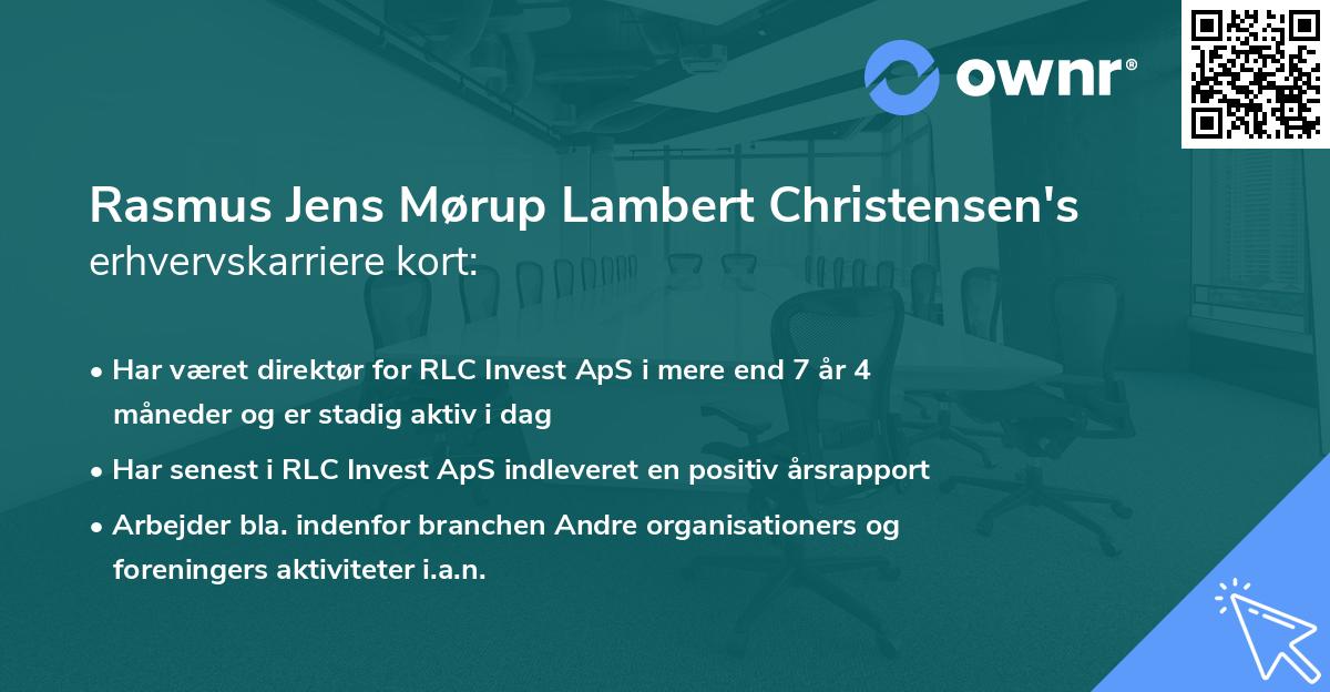 Rasmus Jens Mørup Lambert Christensen's erhvervskarriere kort