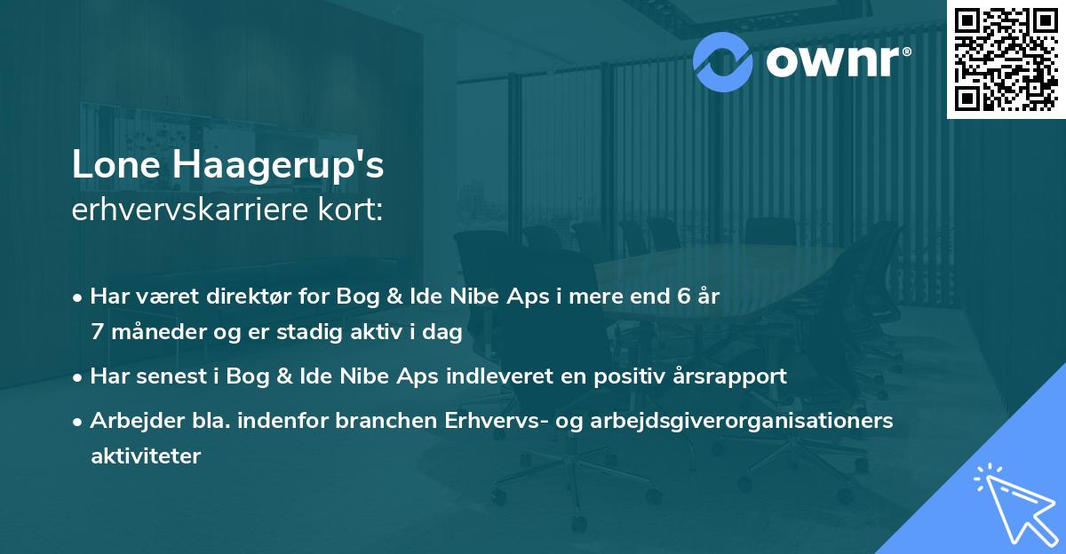 Lone Haagerup's erhvervskarriere kort