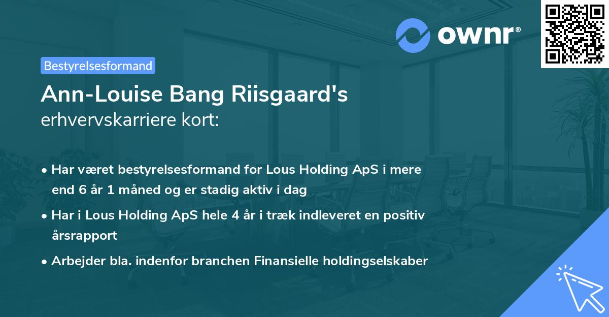 Ann-Louise Bang Riisgaard's erhvervskarriere kort