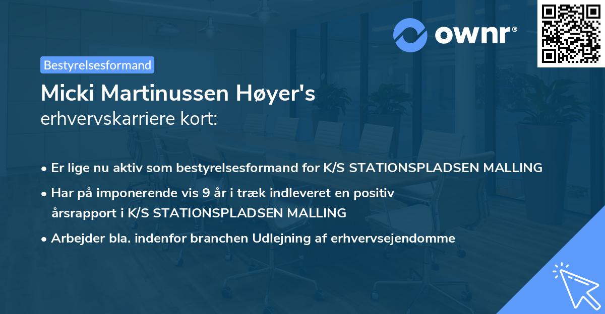Micki Martinussen Høyer's erhvervskarriere kort