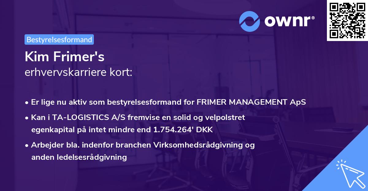 Kim Frimer's erhvervskarriere kort