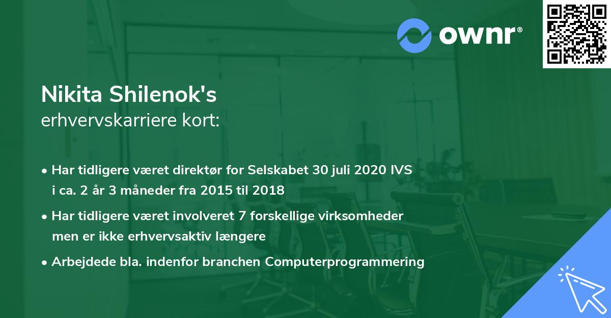 Nikita Shilenok's erhvervskarriere kort