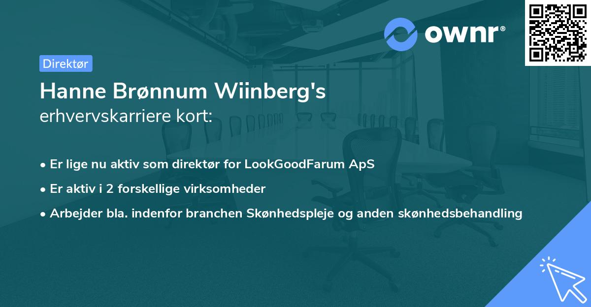 Hanne Brønnum Wiinberg's erhvervskarriere kort