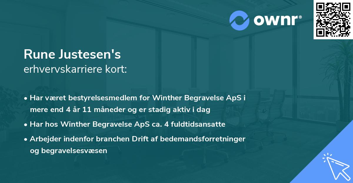 Rune Justesen's erhvervskarriere kort
