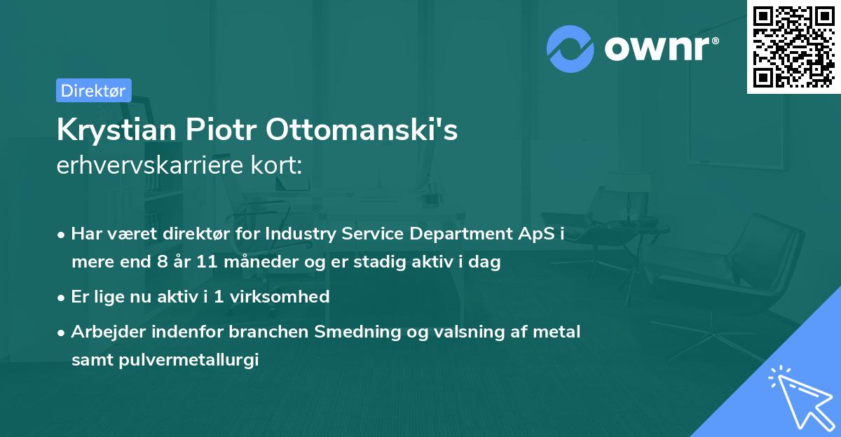 Krystian Piotr Ottomanski's erhvervskarriere kort