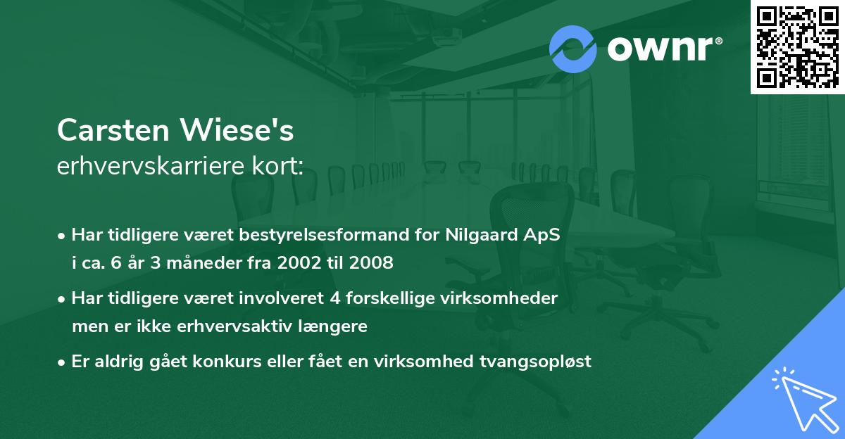 Carsten Wiese's erhvervskarriere kort
