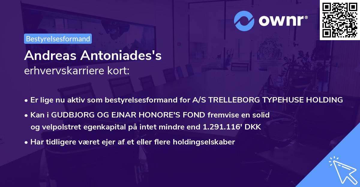 Andreas Antoniades's erhvervskarriere kort