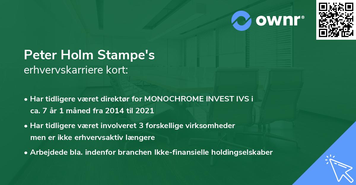 Peter Holm Stampe's erhvervskarriere kort