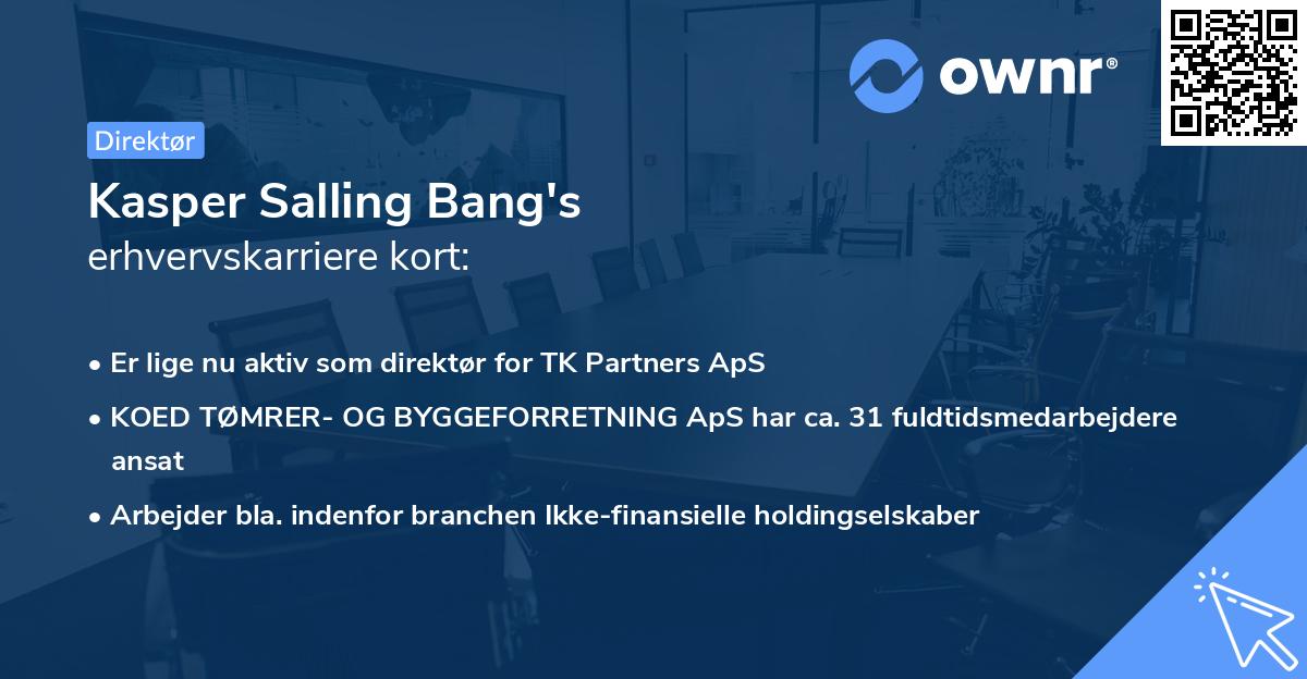 Kasper Salling Bang's erhvervskarriere kort