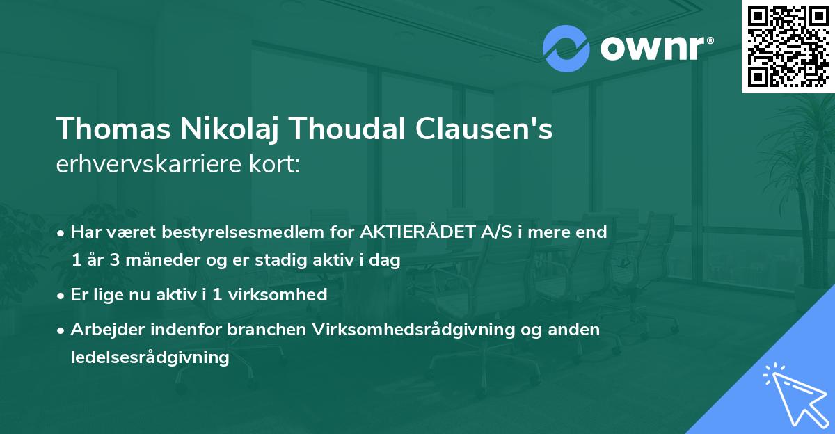 Thomas Nikolaj Thoudal Clausen's erhvervskarriere kort