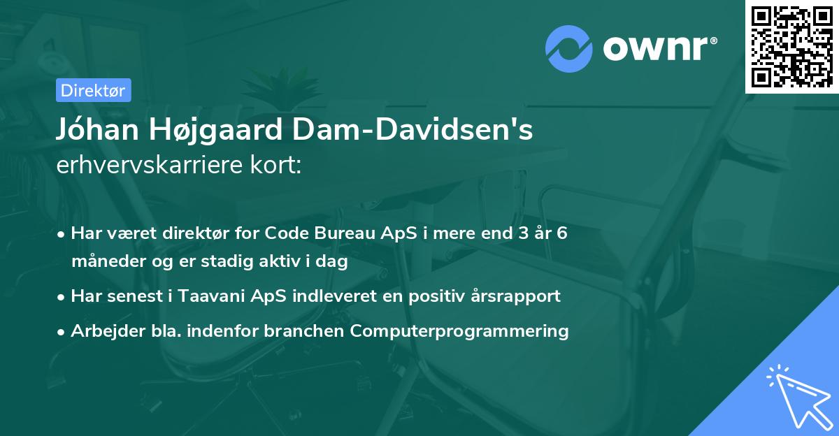 Jóhan Højgaard Dam-Davidsen's erhvervskarriere kort