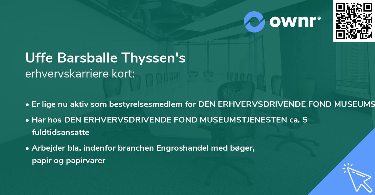 Uffe Barsballe Thyssen's erhvervskarriere kort