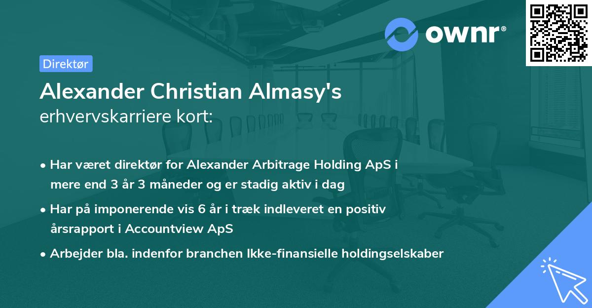 Alexander Christian Almasy's erhvervskarriere kort