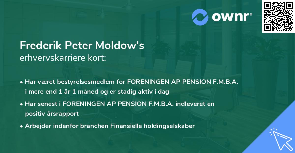 Frederik Peter Moldow's erhvervskarriere kort