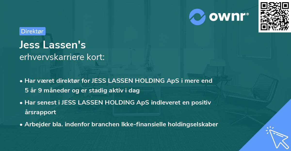 Jess Lassen's erhvervskarriere kort