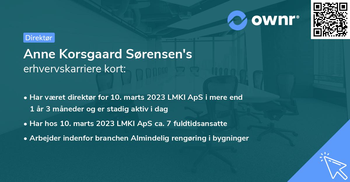 Anne Korsgaard Sørensen's erhvervskarriere kort