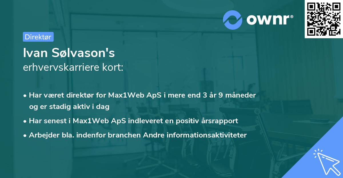 Ivan Sølvason's erhvervskarriere kort