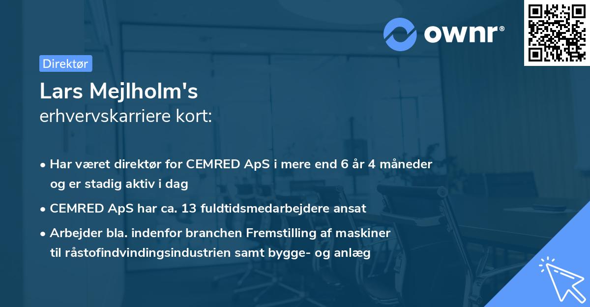 Lars Mejlholm's erhvervskarriere kort